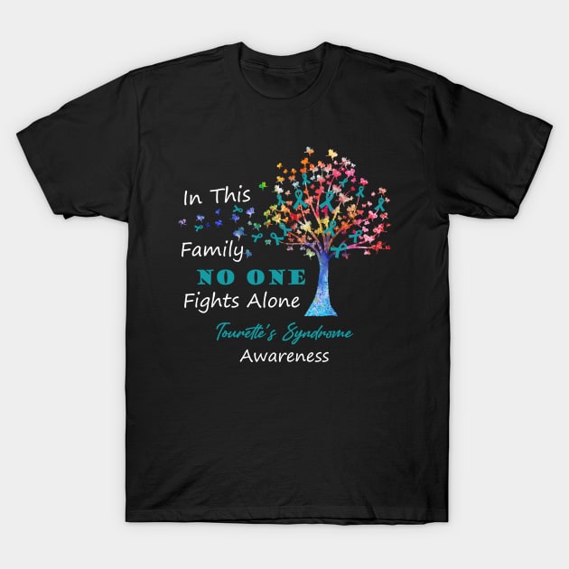 Tourette's Syndrome Awareness No One Fights Alone, Tree Ribbon Awareness T-Shirt by DAN LE